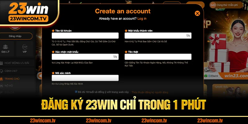 Đăng ký 23win chỉ trong 1 phút